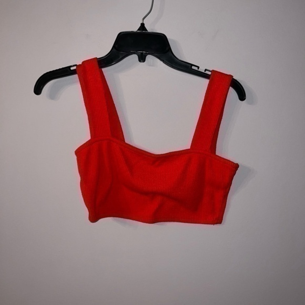 Red ribbed tank top crop top Timing Small